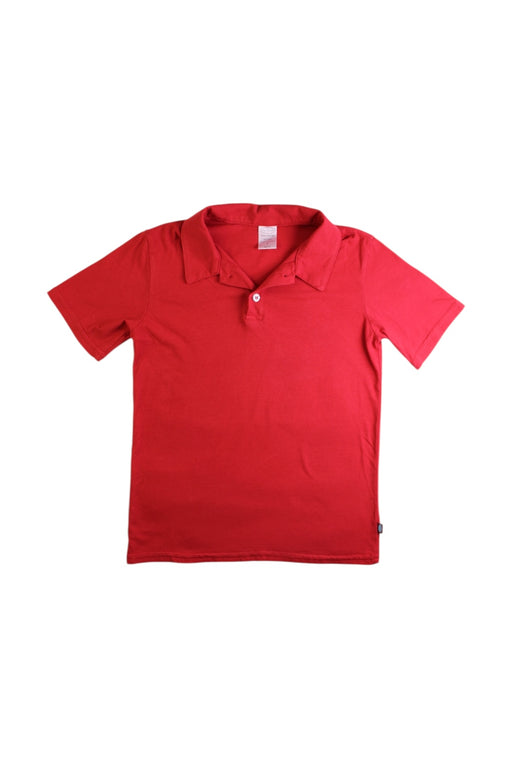 A Red Short Sleeve Polos from City Threads in size 7Y for boy. (Front View)