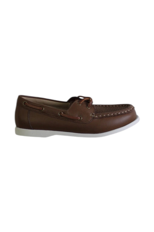 A Brown Loafers & Moccasins from Janie & Jack in size 5T for boy. (Front View)