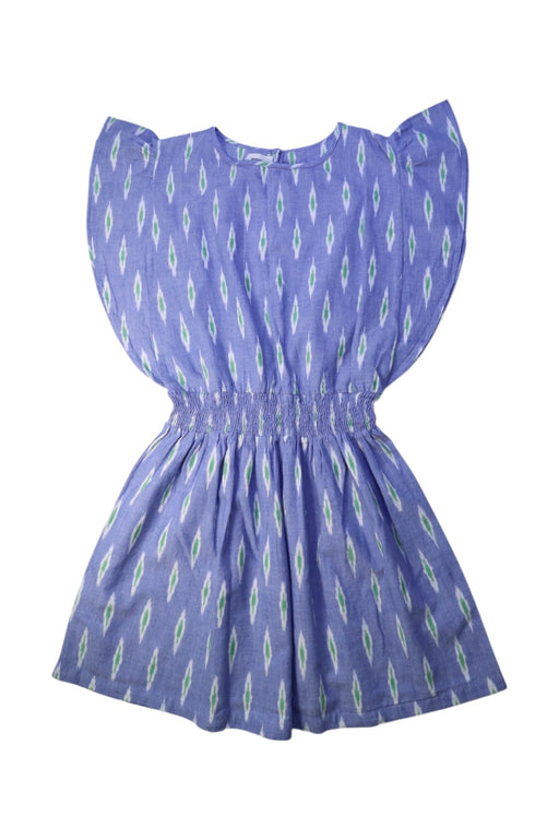 A Blue Short Sleeve Dresses from Le Petit Lucas du Tertre in size 8Y for girl. (Front View)