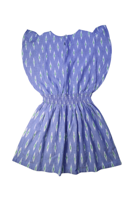 A Blue Short Sleeve Dresses from Le Petit Lucas du Tertre in size 8Y for girl. (Back View)