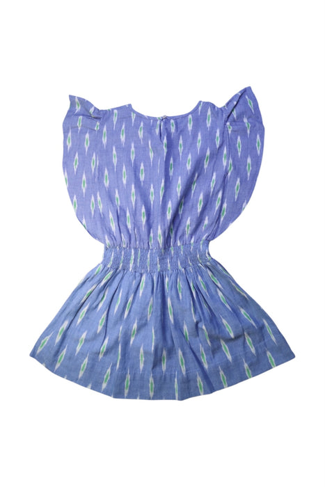 A Blue Short Sleeve Dresses from Le Petit Lucas du Tertre in size 6T for girl. (Back View)