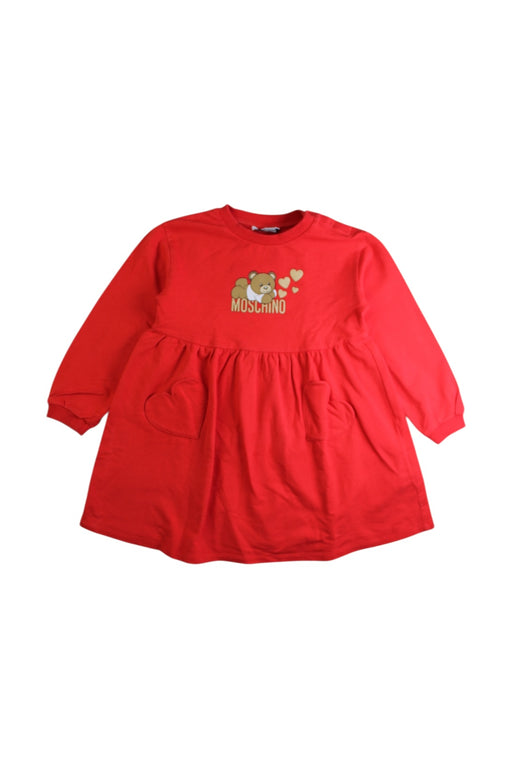 A Red Long Sleeve Dresses from Moschino in size 3T for girl. (Front View)