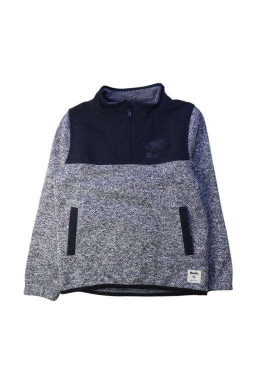 A Grey Zippered Sweatshirts from Roots in size 5T for neutral. (Front View)