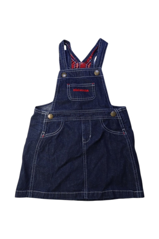 A Navy Overall Dresses from Miki House in size 2T for girl. (Front View)