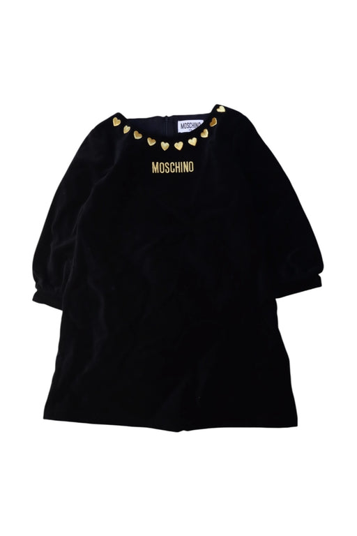 A Black Long Sleeve Dresses from Moschino in size 5T for girl. (Front View)