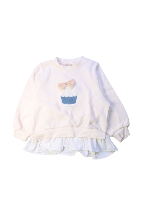 A White Crewneck Sweatshirts from Petit Main in size 4T for girl. (Front View)