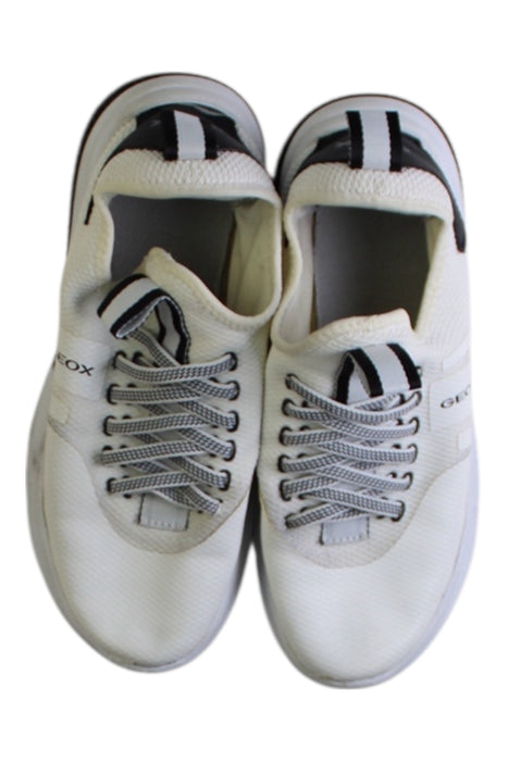 A White Sneakers from Geox in size 10Y for boy. (Back View)