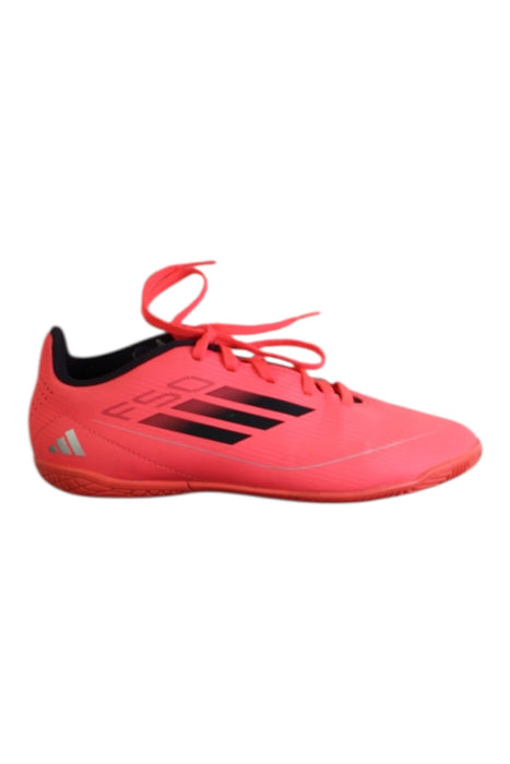 A Pink Cleats/Soccer Shoes from Adidas in size 12Y for neutral. (Front View)