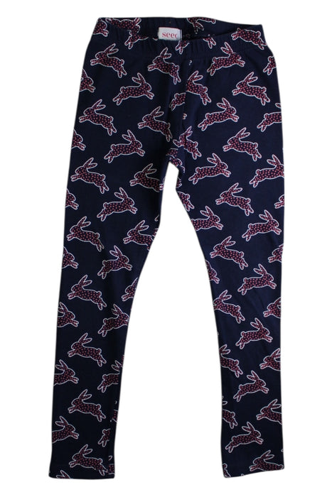 A Navy Leggings from Seed in size 4T for girl. (Front View)