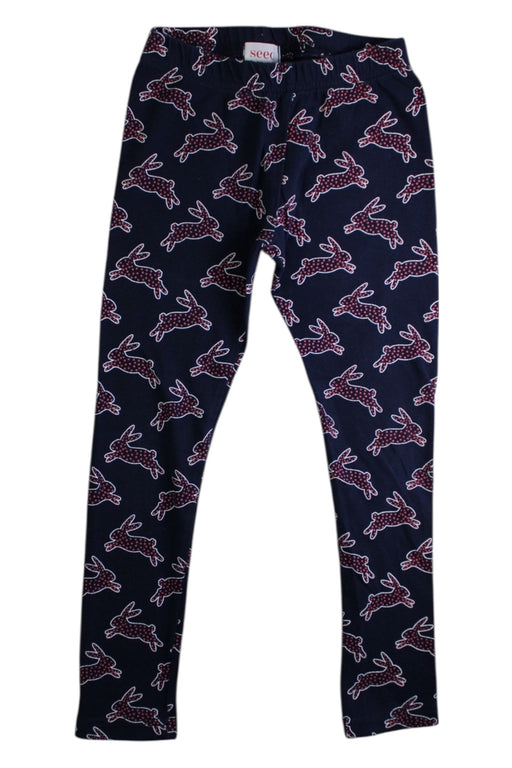 A Navy Leggings from Seed in size 4T for girl. (Front View)
