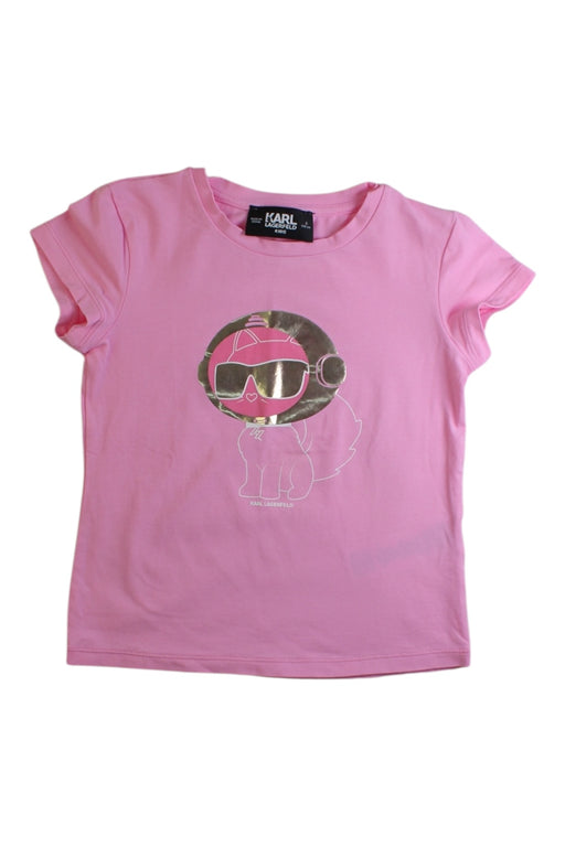A Pink Short Sleeve T Shirts from Karl Lagerfeld in size 6T for girl. (Front View)