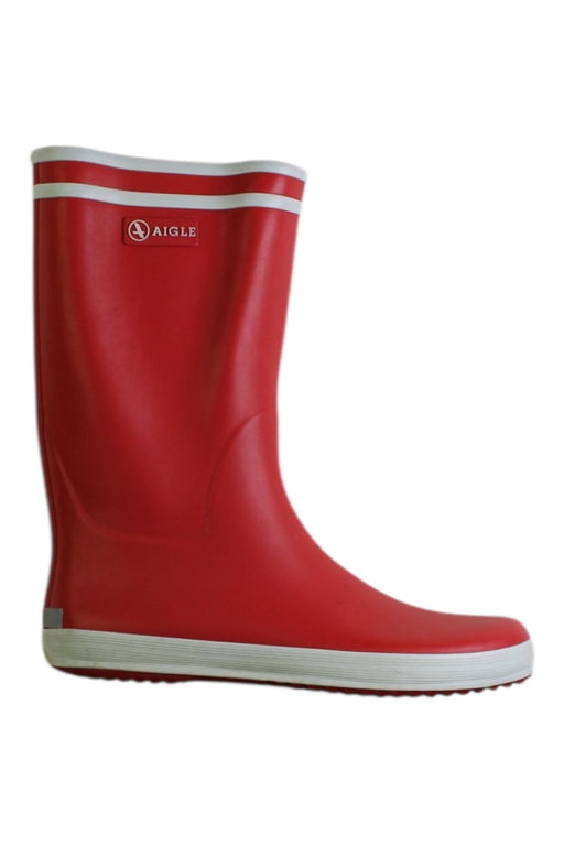A Red Rain Boots from Aigle in size 12Y for neutral. (Front View)