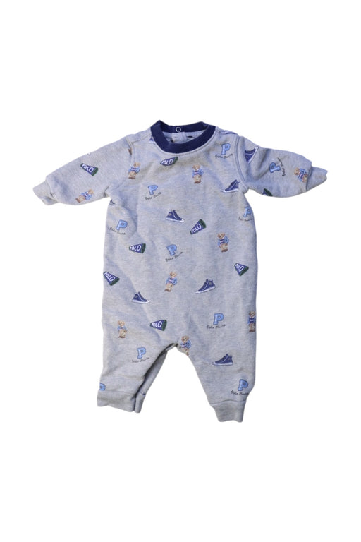 A Grey Long Sleeve Rompers from Ralph Lauren in size 0-3M for boy. (Front View)