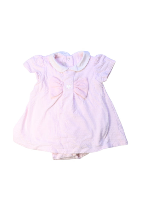 A Pink Short Sleeve Rompers from Chicco in size 3-6M for girl. (Front View)
