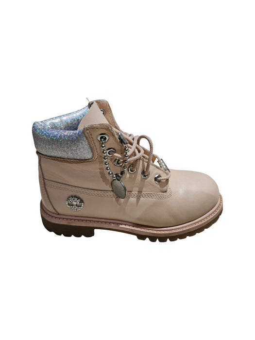 A Beige Casual Boots from Timberland in size 10Y for neutral. (Back View)