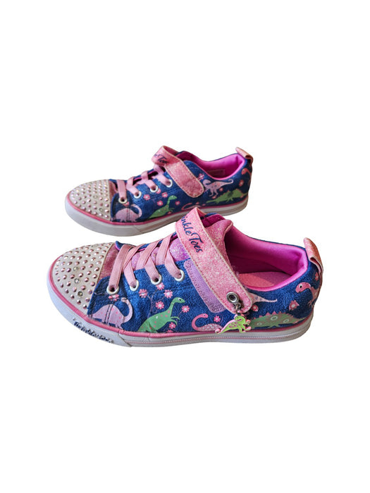 A Pink Sneakers from Skechers in size 10Y for girl. (Back View)