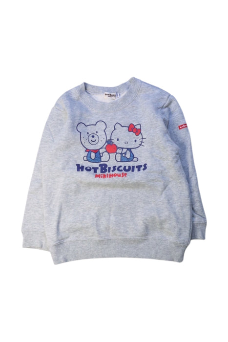 A Grey Crewneck Sweatshirts from Miki House in size 2T for girl. (Front View)