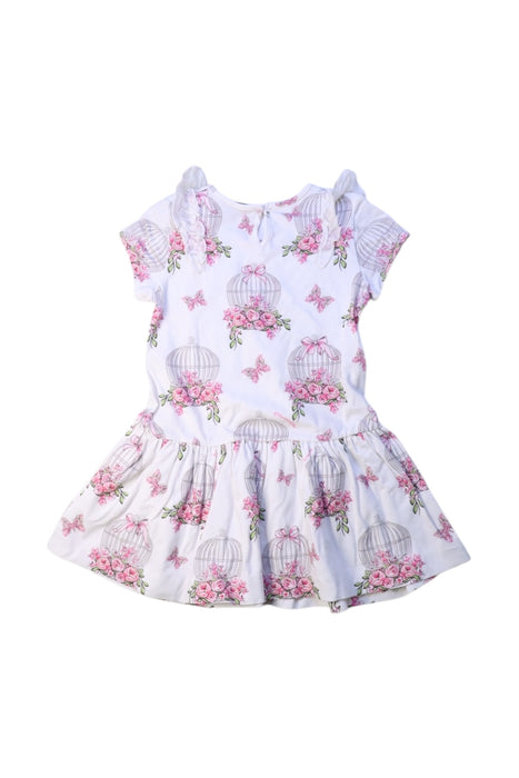 A White Short Sleeve Dresses from Monnalisa in size 2T for girl. (Back View)