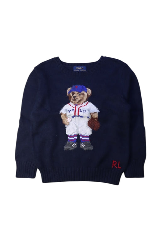 A Navy Knit Sweaters from Polo Ralph Lauren in size 5T for boy. (Front View)