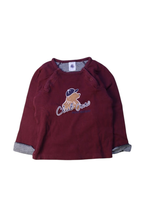 A Burgundy Long Sleeve Tops from Petit Bateau in size 2T for boy. (Front View)