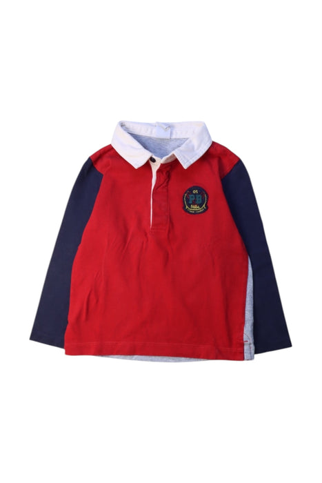 A Red Long Sleeve Polos from Petit Bateau in size 2T for boy. (Front View)