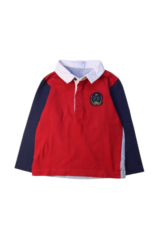 A Red Long Sleeve Polos from Petit Bateau in size 2T for boy. (Front View)
