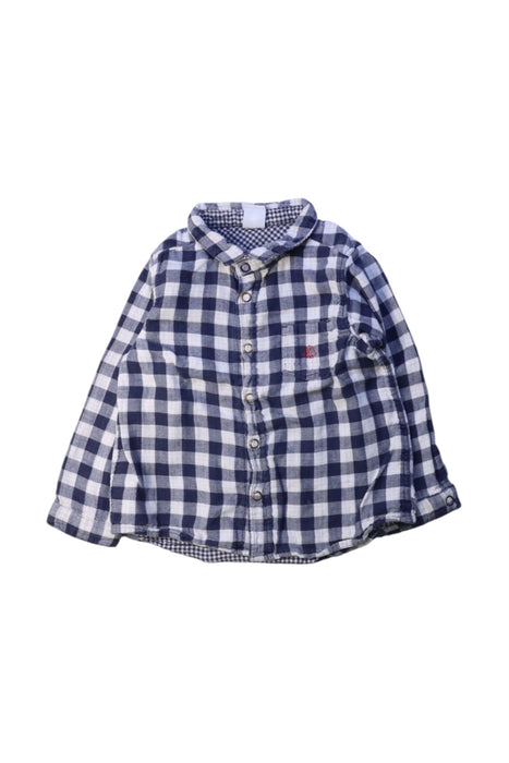 A Navy Long Sleeve Shirts from Petit Bateau in size 2T for boy. (Front View)