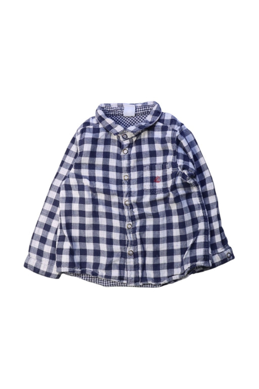 A Navy Long Sleeve Shirts from Petit Bateau in size 2T for boy. (Front View)