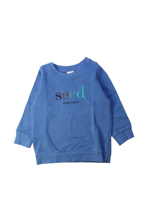 A Blue Crewneck Sweatshirts from Seed in size 18-24M for boy. (Front View)