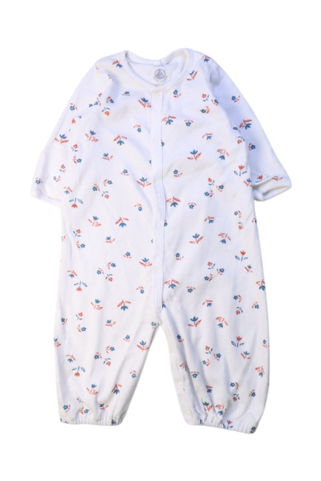 A White Onesies from Petit Bateau in size 0-3M for girl. (Front View)