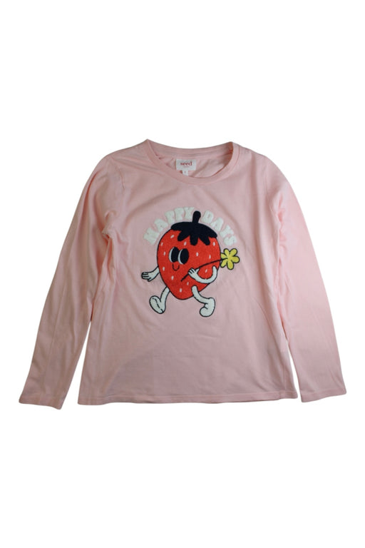 A Pink Long Sleeve T Shirts from Seed in size 8Y for girl. (Front View)