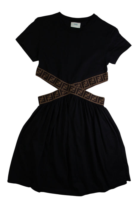 A Black Short Sleeve Dresses from Fendi in size 10Y for girl. (Front View)