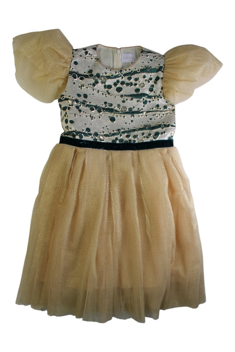 A Gold Short Sleeve Dresses from Eirene in size 9Y for girl. (Front View)