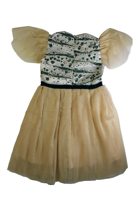A Gold Short Sleeve Dresses from Eirene in size 9Y for girl. (Back View)