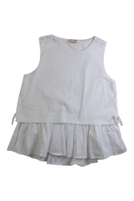 A White Sleeveless Tops from Petit Main in size 4T for girl. (Front View)