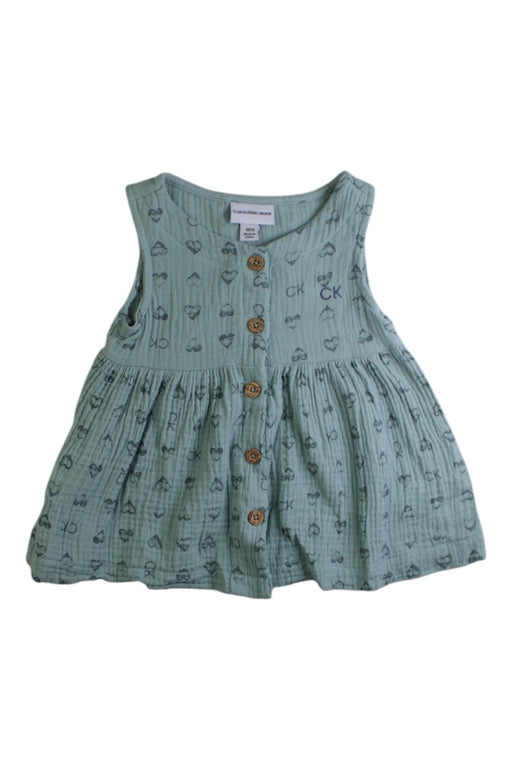 A Green Sleeveless Dresses from Calvin Klein in size 12-18M for girl. (Front View)
