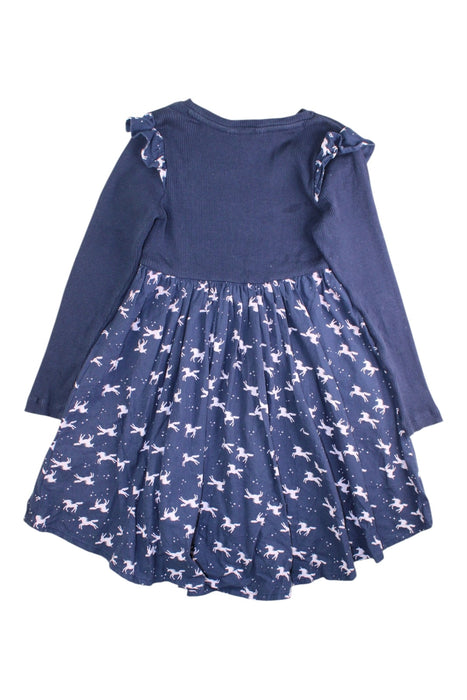 A Navy Long Sleeve Dresses from Milkshake in size 6T for girl. (Back View)