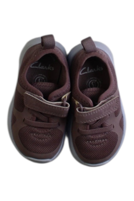 A Brown Sneakers from Clarks in size 6-12M for girl. (Back View)