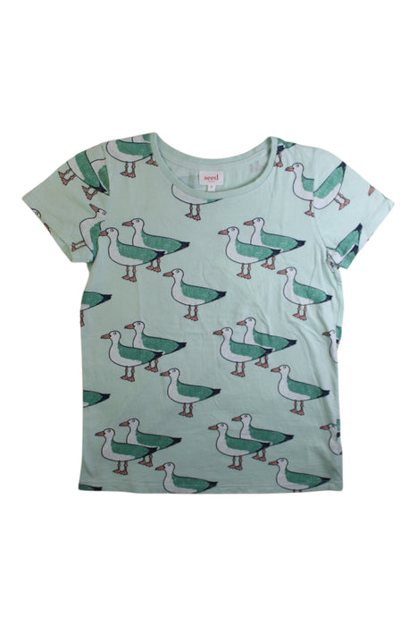 A Green Short Sleeve T Shirts from Seed in size 9Y for boy. (Front View)