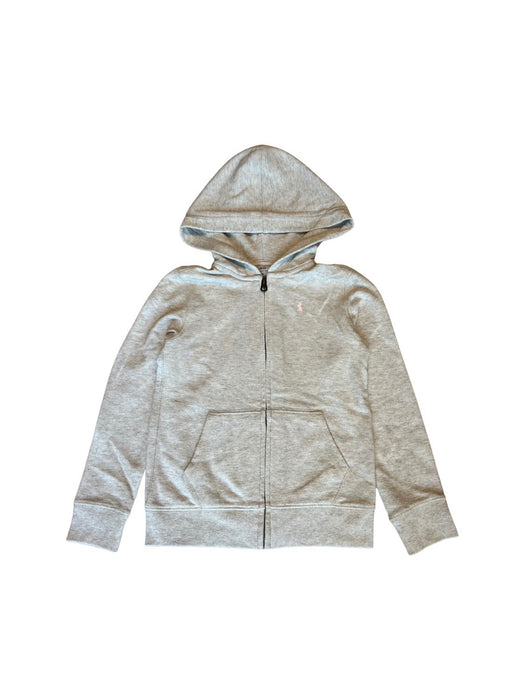 A Grey Zippered Sweatshirts from Polo Ralph Lauren in size 6T for girl. (Front View)