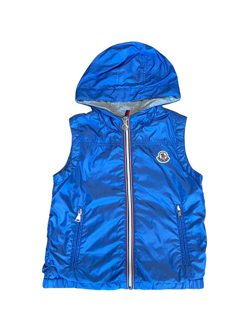 A Blue Outerwear Vests from Moncler in size 8Y for boy. (Front View)