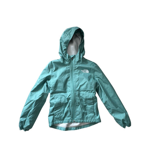 A Teal Rain Jackets from The North Face in size 7Y for girl. (Front View)