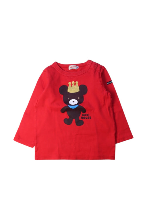 A Red Long Sleeve T Shirts from Miki House in size 18-24M for boy. (Front View)