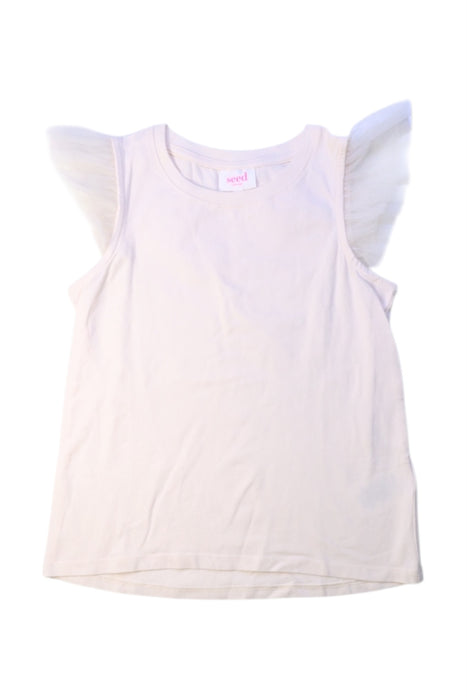 A Ivory Sleeveless Tops from Seed in size 6T for girl. (Front View)