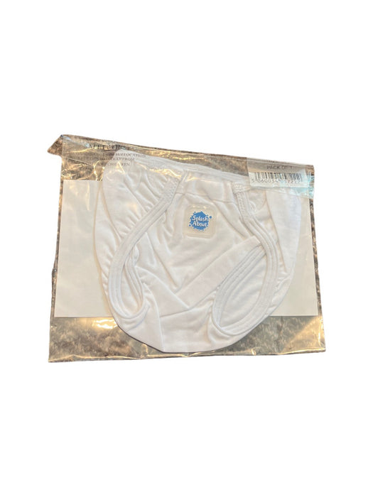 A White Swim Diapers from Splash About in size 3-6M for neutral. (Front View)