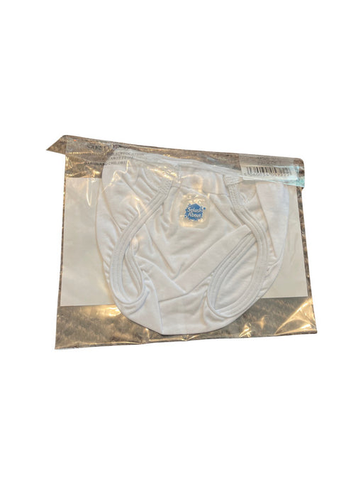 A White Swim Diapers from Splash About in size 3-6M for neutral. (Front View)