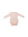 A Pink Long Sleeve Bodysuits from Piccalilly in size 12-18M for neutral. (Front View)