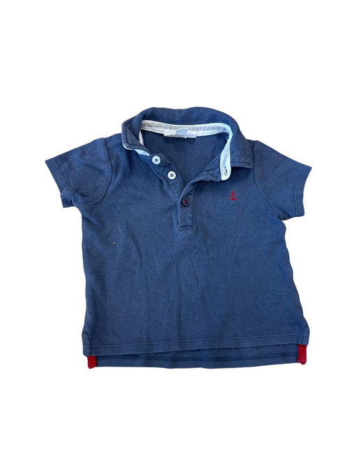 A Blue Short Sleeve Polos from The Little White Company in size 6-12M for boy. (Front View)