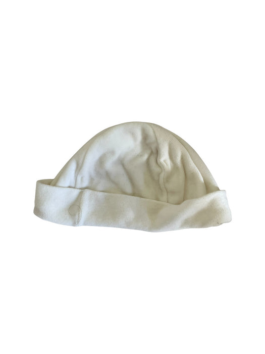 A Ivory Beanies from Petit Bateau in size 0-3M for neutral. (Back View)