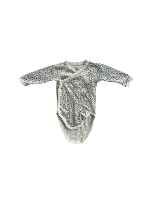 A Grey Long Sleeve Bodysuits from Petit Bateau in size 0-3M for girl. (Front View)